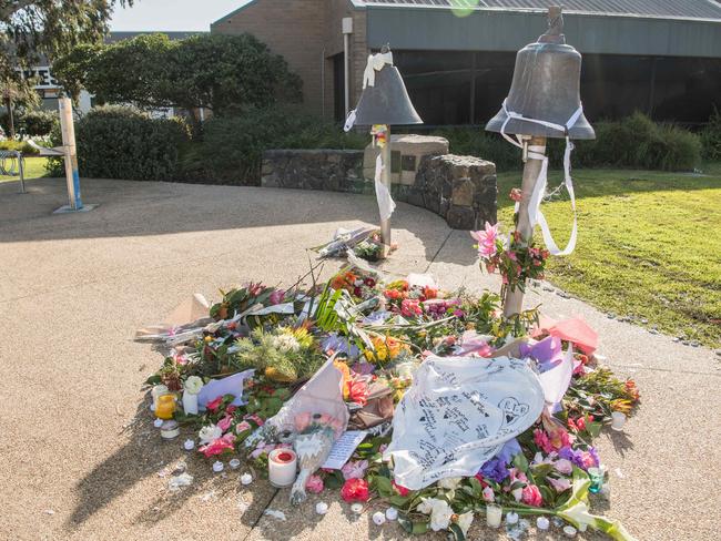 A makeshift memorial on Phillip Island after the murder of Samantha Fraser. Picture: Jason Edwards