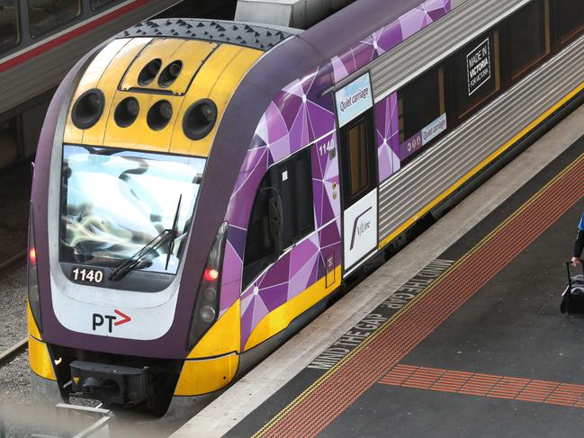 MELBOURNE, AUSTRALIA - NewsWire Photos AUGUST 20, 2020: Stock photo of VLine trains and signage to go with story that there is an  IBAC investigation into V/Line Chief Executive Officer Mr James PinderÃ ÃÃPicture: NCA NewsWire / David Crosling