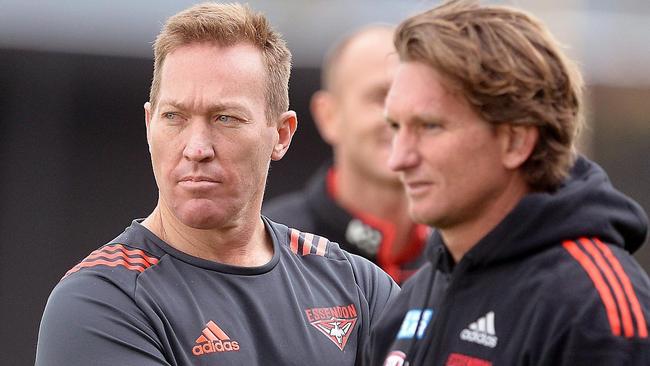 Essendon training,The WEAPON,Dean Robinson,with James Hird,