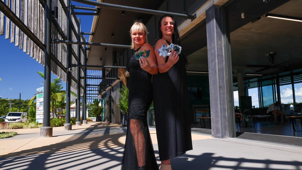 Candice Crossley and Julie Telford preparing for the Team Whitsundays Masquerade Gala Ball. Photo: Contributed