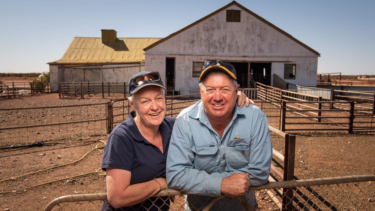 Mt Eba Station sheep farmers Peter and Margie Whittlesea. Picture: Brad Fleet