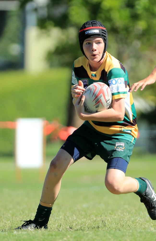 SURFERS PARADISE RUGBY, GOLD COAST , AUSTRALIA - April 10, 2021: Surfers Paradise Dolphins U14sv USQ Saints U14s - Day Two of King of the Country rugby tournament.Played at Surfers Paradise Eagles Rugby Ground at Southport. Picture: Scott Powick Newscorp