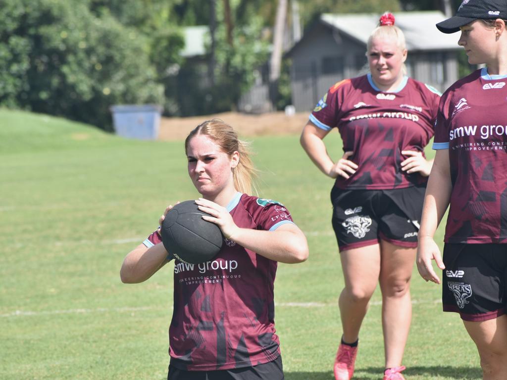 Players at the CQ Capras' open training trial for the 2025 BMD Premiership season at Emmaus College, Rockhampton, on February 22, 2025.