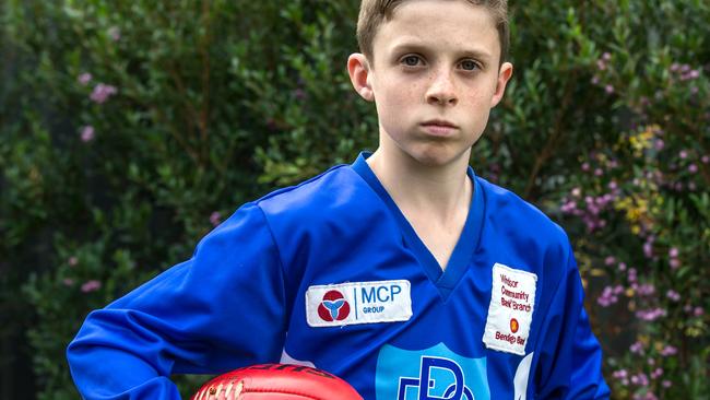 Max Holmes after being selected in the Victorian state schools under-12 team. Picture: Mark Dadswell