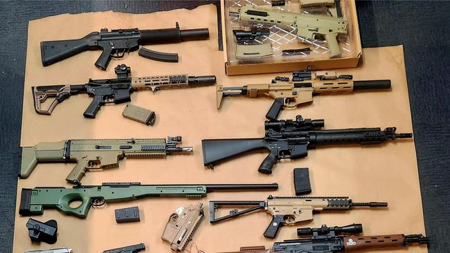 A large stockpile of gel-blaster firearms has been seized from a Mawson Lakes home . Picture: SA Police