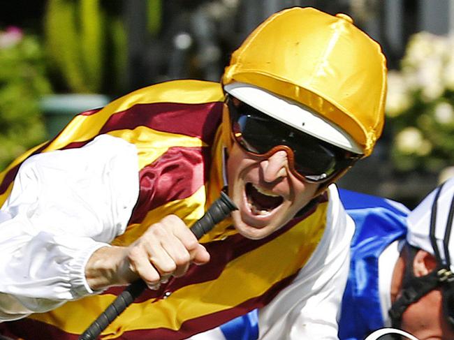 Turnbull Stakes Day at Flemington Racecourse, Race 7 - Turnbull Stakes, Hugh Bowman onboard Preferment wins from Royal Descent. 4th October 2015. Picture: Colleen Petch.