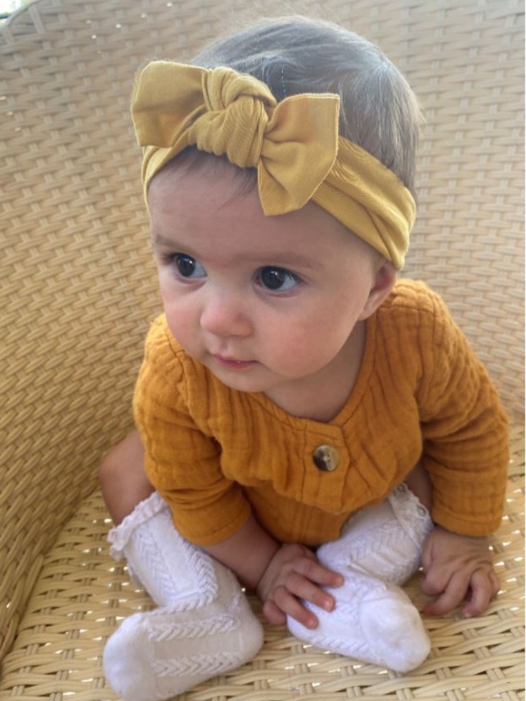 Scarlett Isabella Godwin sitting up for the first time. Picture: Michelle Godwin