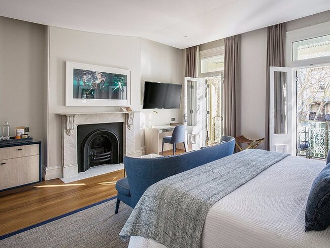 High ceilings and polished floorboards sweep through the Victoria Terrace Suite at Spicers Potts Point. Picture: Spicers Retreats