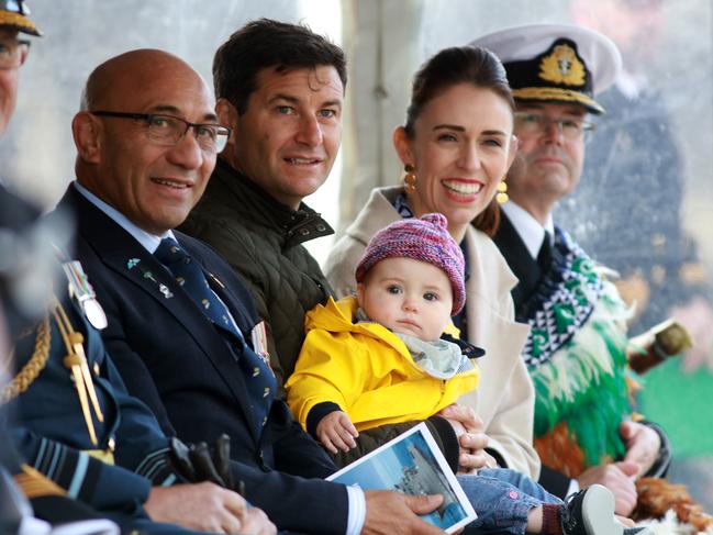 NZ PM Jacinda Ardern with her partner Clarke Gayford and their daughter Neve. Picture: Phil Walter/Getty Images