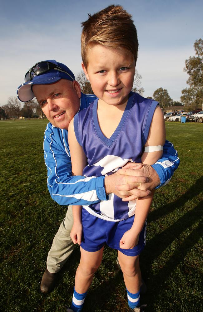 Jack Ginnivan with dad and coach Craig. Picture: Norm Oorloff