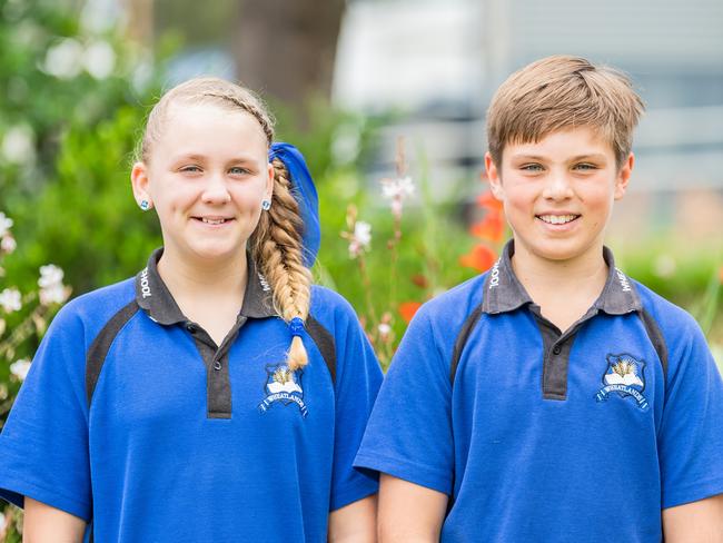 Wheatlands State School captains Jorja Harch and Harry Dunlop