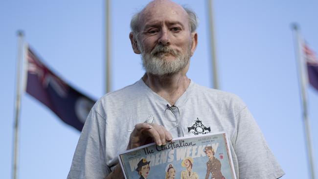 Mic Noble at the Logan war memorial, where the service was cancelled but he organised a video tribute. (AAP/Image Sarah Marshall)