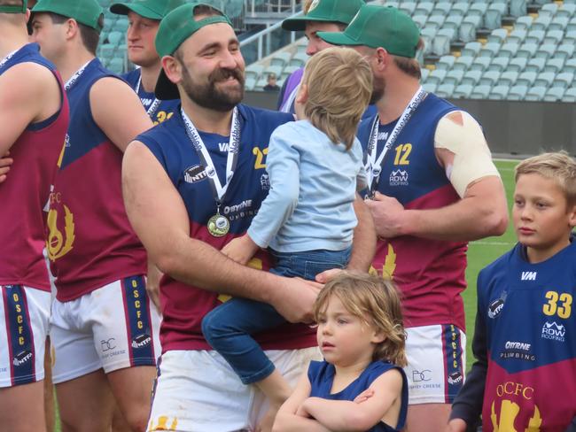 John McKenzie is all smiles after booting three goals in Old Scotch Collegian's grand final win. Picture: Jon Tuxworth