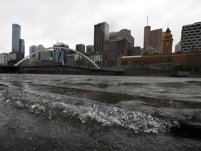 Wild weather pushed the Yarra River against it's self resulting in flooding around Southbank in 2014. Picture: David Caird