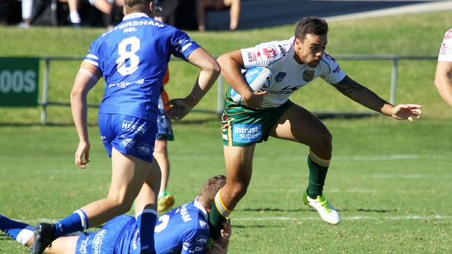 Matt Ikuvalu playing for the Wyong Roos in 2018. Picture: AAP image/Mark Scott