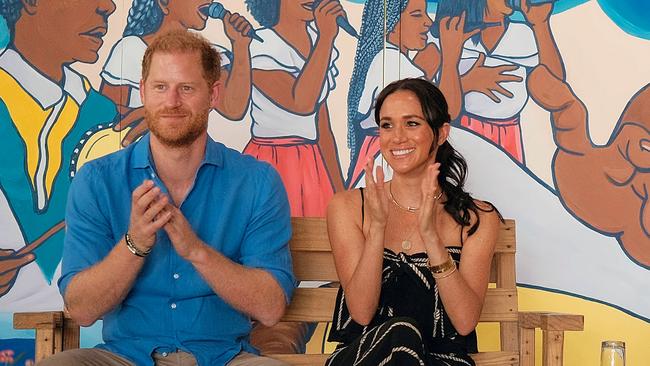 Harry and Meghan appeared all smiles on their recent tour to Colombia. Picture: AFP