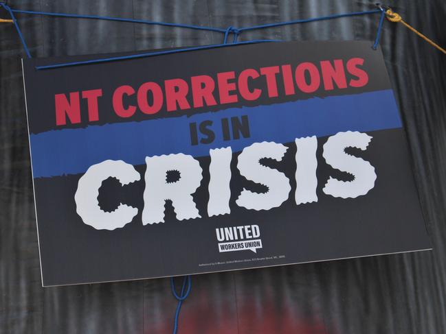Darwin Correctional Centre prison workers taking protected industrial action on Monday, July 18 2022. Picture: Jason Walls