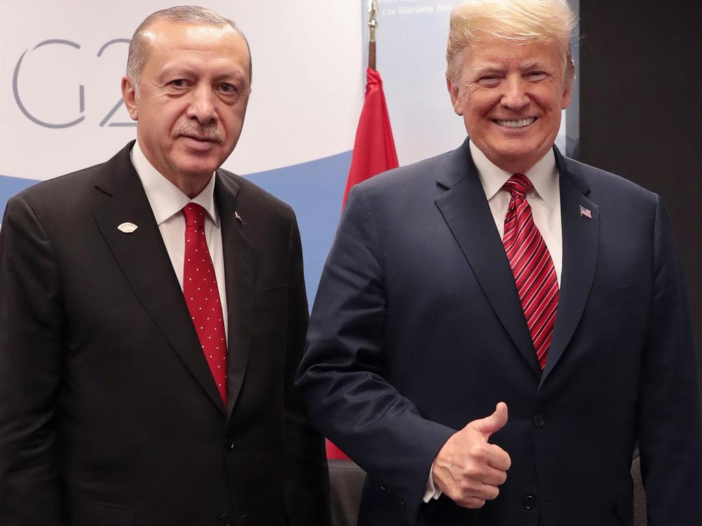 Turkish President Recep Tayyip Erdogan with US President Donald Trump during the G20 summit in Argentina last year. Picture: Murat Cetinmuhurdar/Turkish Presidential PRESS Service/AFP