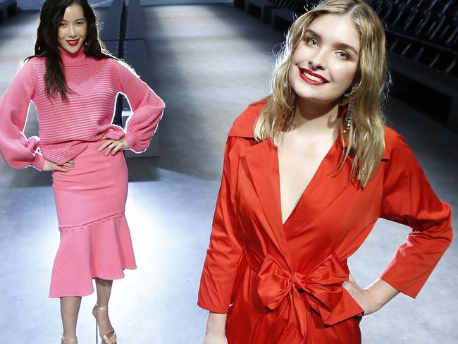 Models Yeon Hee Ko and Courtney Bartaby on the Melbourne Fashion Week catwalk. Picture: David Caird