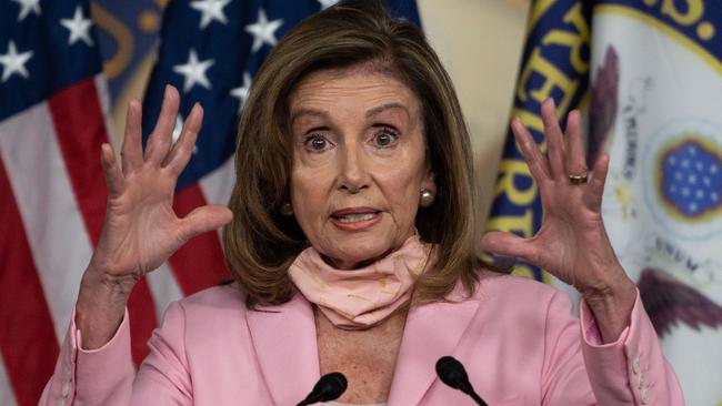 Nancy Pelosi on Capitol Hill before the postal service bill was passed 257-150 by the House of Representatives on Sunday. Picturte: AFP