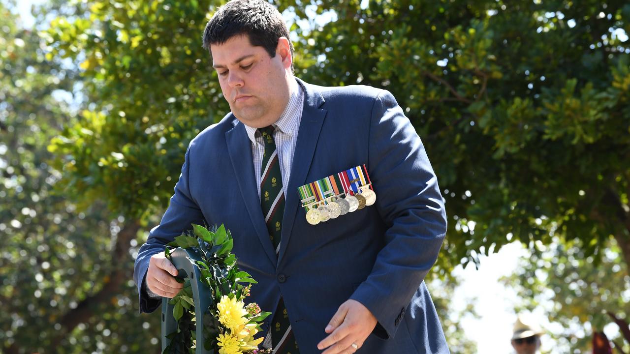 Vietnam Veterans Day at Cotton Tree Park.Brent Mickelberg prepares to lay a wreth.