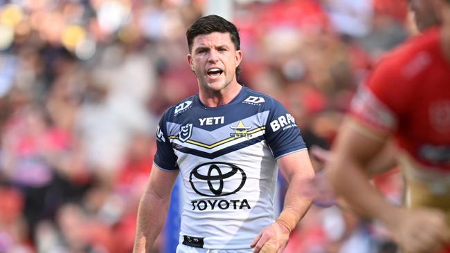 Chad Townsend of the Cowboys looks on during North Queensland's Round 1, 2024 clash with the Dolphins on Suncorp Stadium. Picture: Scott Davis / NRL Imagery