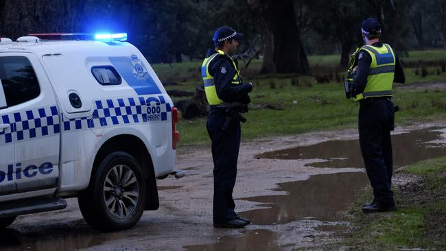 Police at the scene of the double shooting.