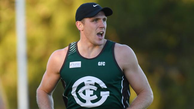 Greensborough star Tom Bell hits the training track. Picture: Nathan McNeill