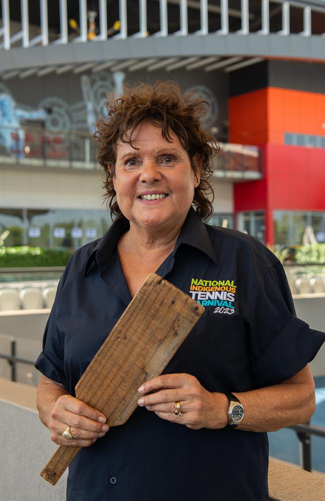 Evonne Goolagong-Cawley at the start of the 2023 National Indigenous Tennis Carnival. Picture: Pema Tamang Pakhrin