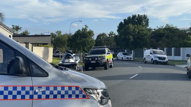 Police incident unfolding on Marbella Drive at Benowa. Picture: Lea Emery