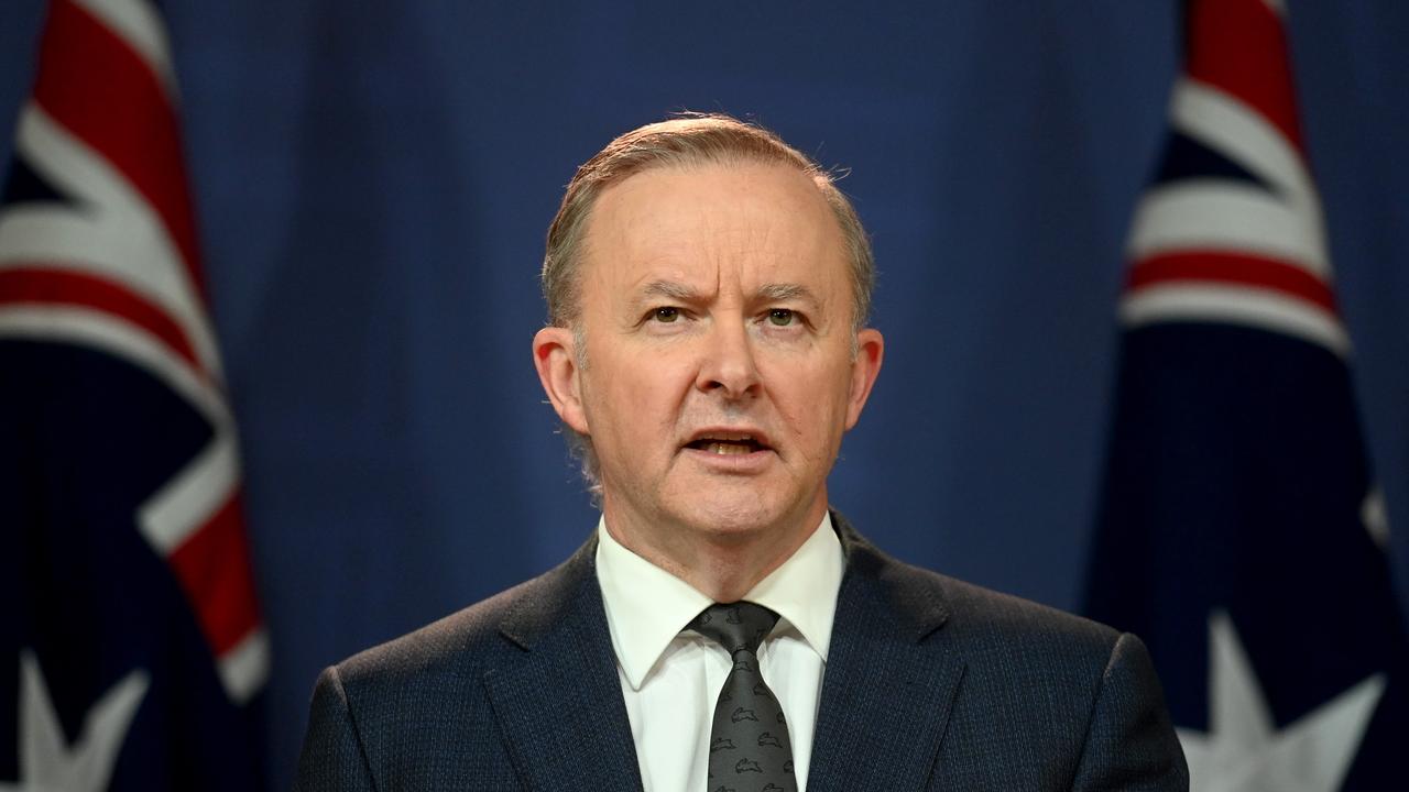 Leader of the Australian Labor Party, Anthony Albanese holds a press conference in Sydney. Picture: NCA NewsWire / Jeremy Piper