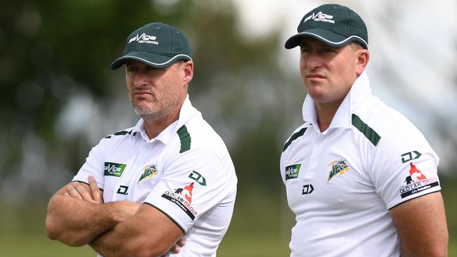 History-making former Ipswich co-coaches Jets Ben and Shane Walker.