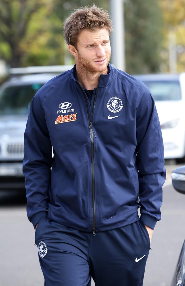 Lachie Henderson won’t play again for Carlton after requesting a trade before the end of the season. Picture: Norm Oorloff