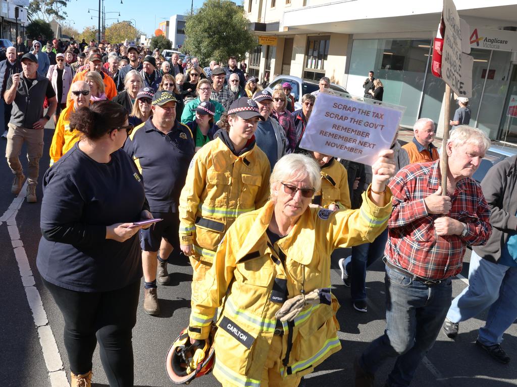 Hundreds of locals protested the levy. Picture: NewsWire/ David Crosling