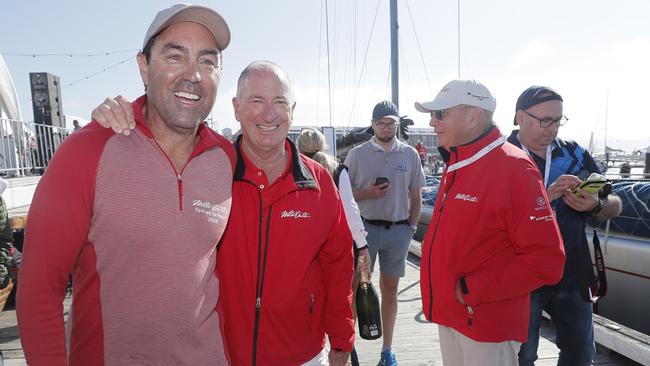 Skipper Mark Richards and owner Sandy Oatley on Constitution Dock. Picture: Richard Jupe. 