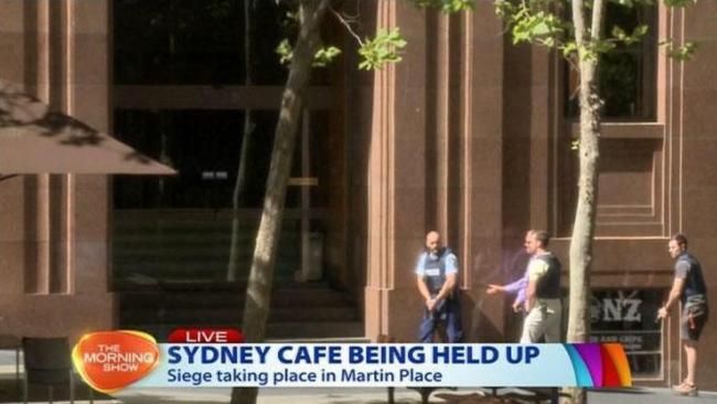 A scene from Channel 7’s coverage of the Lindt Cafe siege.