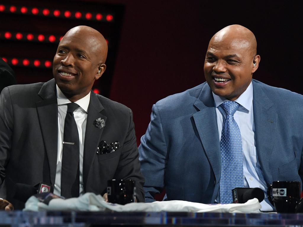 NBA analysts Kenny Smith and Charles Barkley. Picture: Ethan Miller/Getty Images/AFP