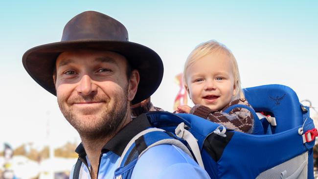 Agfest 2024: Kris and Finn Ostersen (15 months), of Legana. Picture: Stephanie Dalton