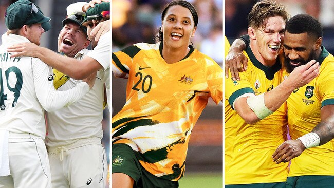 The Matildas, captained by Sam Kerr, centre, hold the strongest emotional connection with Australians, ahead of the Australian men's cricket team and Wallabies. Picture: Getty Images