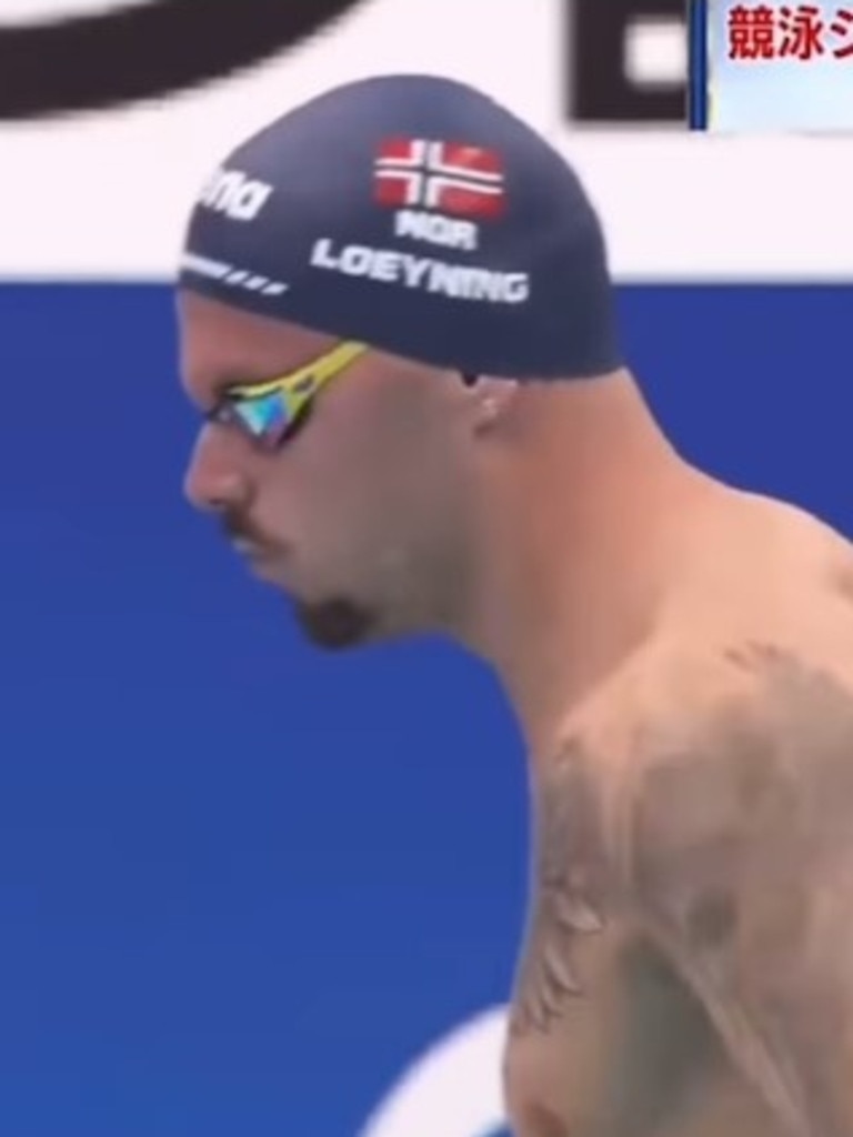 Chalmers wore his girlfriend's swimming cap in a race. Photo: Instagram.