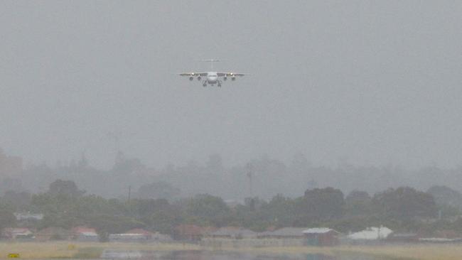 The view from Adelaide Airport as smoke blankets Adelaide. Picture: AAP/ Brenton Edwards