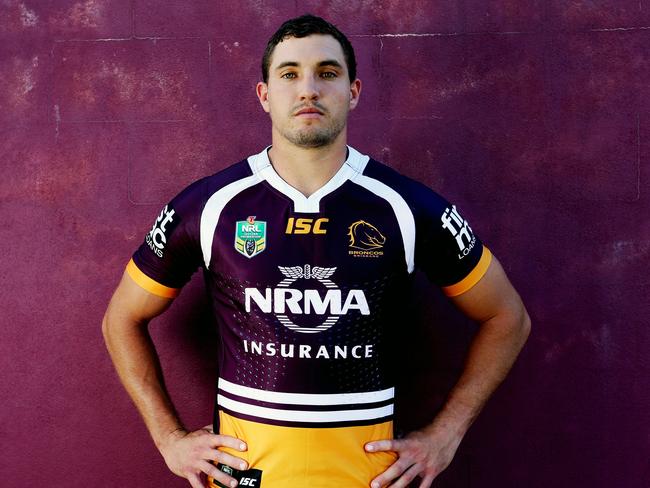 Broncos player Corey Oates wearing the new jersey for 2017. Pics Tara Croser.