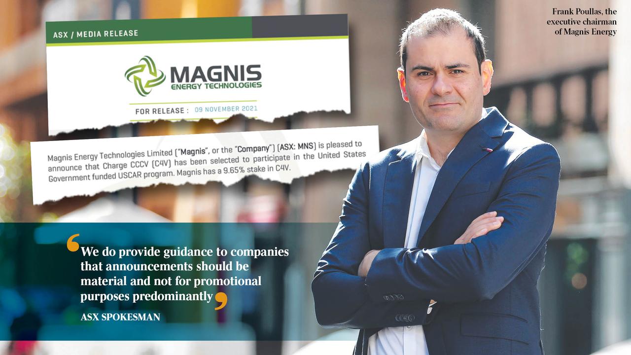 Frank Poullas, chairman of Magnis Energy, is under investigation by the corporate regulator.