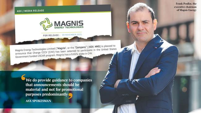 Frank Poullas, chairman of Magnis Energy, is under investigation by the corporate regulator.