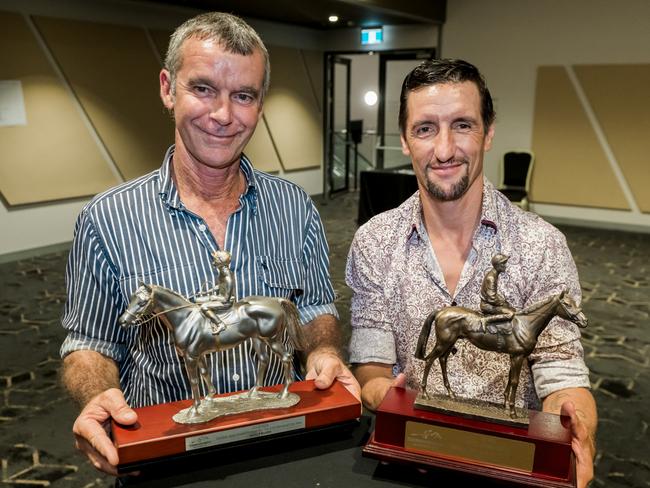 Gary Clarke (left) and Jarrod Todd won big at the 2024 Top End Racing Awards night. Picture: Caroline Camilleri.