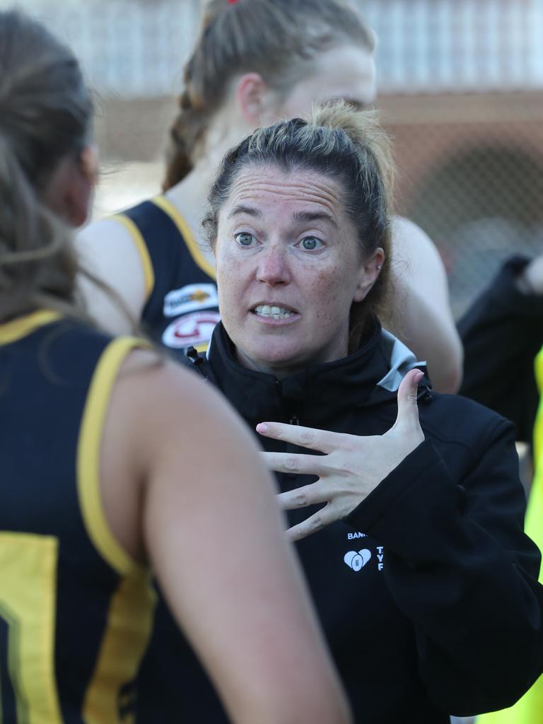 Bannockurn coach Julia Ladgrove. GDFNL North Geelong v Bannockburn netball. Picture: Alan Barber