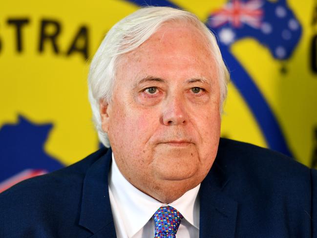 Clive Palmer in Townsville endorsing his Clive Palmer's United Australia Party candidates. Picture: Alix Sweeney