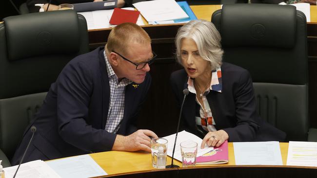 Greens deputy leader Vica Bayley and Greens leader Doctor Rosalie Woodruff. Tasmanian house of assembly question time. Picture: Nikki Davis-Jones