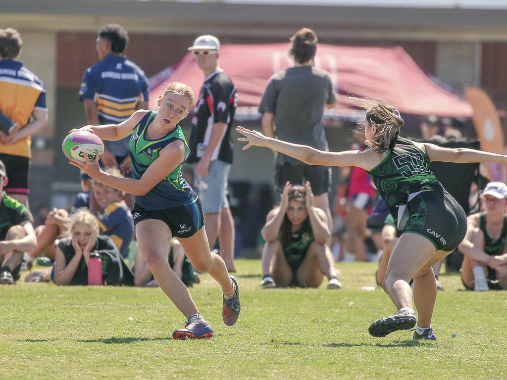 Cavendish Road State High V Innisfail State High at the 2024 Gold Coast Titans All Schools Touch Football Picture: Glenn Campbell
