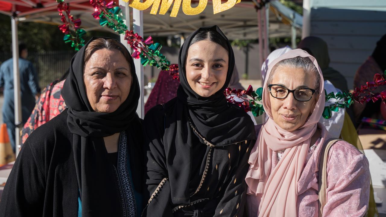 Aziza, Samia and Homa Parwani (Afghanistan) at the Toowoomba Mosque eid al-fitr celebrations. Wednesday, April 10, 2024 Picture: Christine Schindler